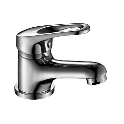 Смеситель для раковины, монолитный, высота излива 4,5 см, длина 9 см, латунь/хром