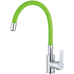 Смеситель для кухни, силиконовый излив, латунь, зеленый/хром HB70112-12 