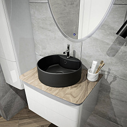 Corpa Nera Bosso/Боссо раковина  накладная D40 с полочкой под смеситель, черный матовый