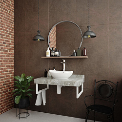 Corpa Nera Grossi/Гросси столешница 80 под раковину керамогранит, серый мрамор