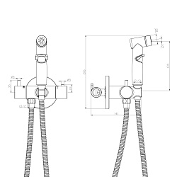 Встраиваемый термостатический смеситель с гигиеническим душем, латунь/хром