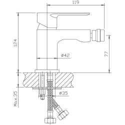 Смеситель для биде, латунь, белый/хром HB50505-8