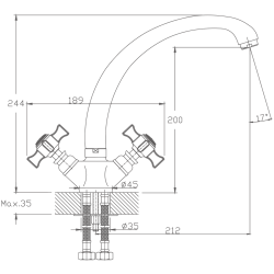 Смеситель для кухни, латунь, хром HB4724