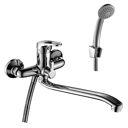 Смеситель универсальный с S-образным изливом 35 см, поворотный переключатель, латунь/хром, B35-34