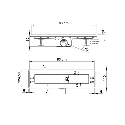 Душевой лоток SAY ANZER 72.2.80.STN, 80 см, сатин, , шт