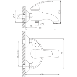 Смеситель для ванны, латунь, хром HB3221