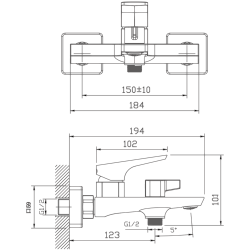 Смеситель для ванны черный HB60726-7