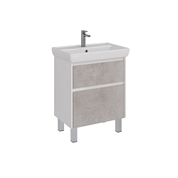 Тумба Lemark COMBI 70 см под 1 раковину, подвесная/напольная, 2 ящика, цвет фасада: Бетон, цвет корп