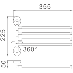 Держатель для полотенец, четверной поворотный 400 мм, хром HB1614