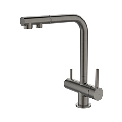Смеситель для кухни с выдвижным изливом и каналом для фильтра, графит, Umbra, IDDIS. UMBGMPFi05