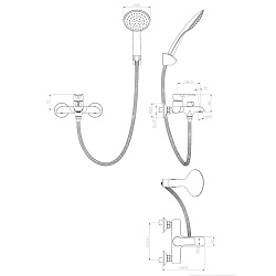 Смеситель для ванны с коротким изливом, поворотный переключатель, латунь/хром/белый