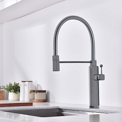 Смеситель для кухни Vincea VKF-101GM, вороненая сталь, , шт