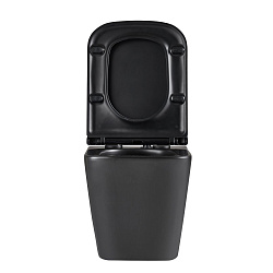 FLOREX Унитаз подвесной, безободковый с сиденьем микролифт,смыв вихревой Торнадо 3.0, черный матовый