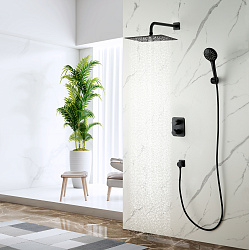 BRONX Встраиваемый  термостатический смеситель с верхним душем, латунь/чёрный, LM3749BL