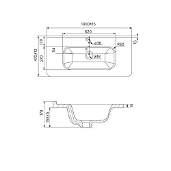 Умывальник мебельный, 100 см, 010, IDDIS, Brick. 0101000i28