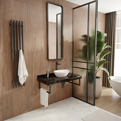 Corpa Nera Grossi/Гросси столешница 100 под раковину керамогранит, черный мрамор