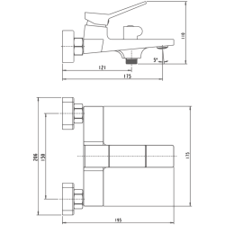 Смеситель для ванны, латунь, хром HB60818