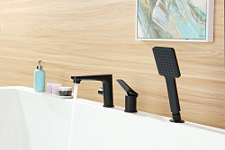 Встраиваемый смеситель на борт ванны на 3 отверстия, высота излива 11 см, длина 17 см