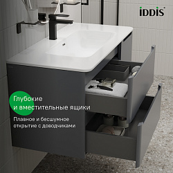 Тумба, подвесная, 100 см, темно-серый, Edifice, IDDIS, EDI10D0i95 подходит умыв. 0101000i28