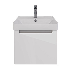 Тумба Lemark BUNO MINI 50 см под 1 раковину, подвесная, 1 ящик, цвет планки: Серый, цвет корпуса, фа