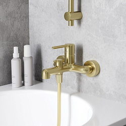 Смеситель для ванны, золотой матовый, Aiger, IDDIS, AIGMG00i02WA