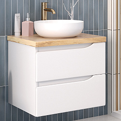Тумба NORDIC 60 /2 ящ /левая/подвесная/белая/под столешницу/AQUA DE MARCO
