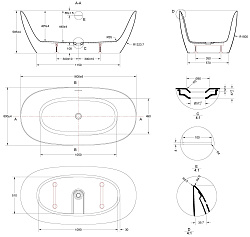 Ванна акриловая Vincea VBT-708-1600, 1600*800*585, цвет белый, щелевой перелив, слив белый, , шт