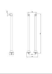 Комплект колонн 2 шт. для установки смесителя на пол ванны, высота 86,4 см, латунь/хром