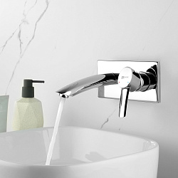 ATLANTISS Встраиваемый смеситель для раковины, настенный, длина излива 17 см, латунь/хром