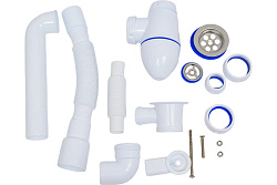 AC22 сифон для тюльпана, умывальника со смещением прикручивающийся выпуск 1 1/2"  (Ø 40)прямоугольны