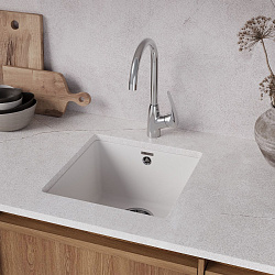 SINARA 400-U Мойка кухонная из кварцгранита цвет: серый шёлк комплектация: крепеж, сливная арматура
