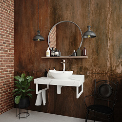 Corpa Nera Grossi/Гросси столешница 80 под раковину керамогранит, белый мрамор