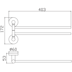 Держатель для полотенец, двойной, поворотный 400 мм, нержавеющая сталь HB8312