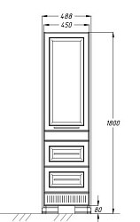 Пенал Opadiris Оникс правый Белый глянцевый с золотой патиной