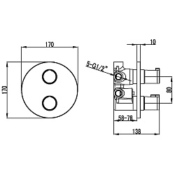 Встраиваемый термост смеситель для ванны и душа, на три выхода, без аксессуаров, латунь/хроLM7828C