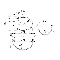 Раковина прозрачная Vincea VBS-6T11B, 500*350*150, накладная, цвет черный, , шт