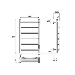 Полотенцесушитель электрический Point Афина PN04848PB П5 400x800 с полкой, диммер справа, черный