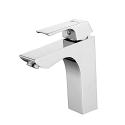 Смеситель для раковины средний, монолитный, высота излива 13 см, длина 14 см, латунь/хром