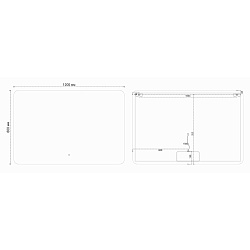 Зеркало LED VLM-3VN500B 500х700 c сенсорным выключателем и диммером, , шт