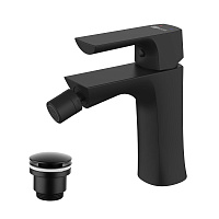 Смеситель для биде с донным клапаном клик-клак, высота излива 10 см, длина 13 см, латунь/чёрный