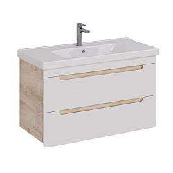 Тумба Lemark OLIVIA 100 см под 1 раковину, подвесная, 2 ящика, цвет корпуса: Дуб кантри, цвет фасада