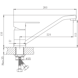 Смеситель для кухни, нержавеющая сталь HB42802