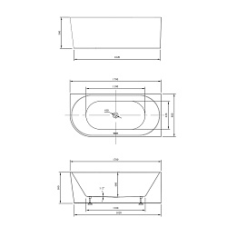 Ванна акриловая Vincea VBT-402-1700R, 1700*800*580, цвет белый, правая, щелевой перелив, , шт