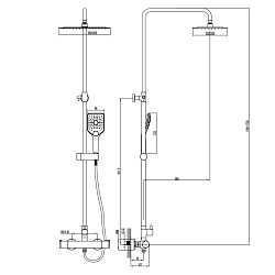 Душевая термостатическая система с верхним душем 30х21 см, регулируемая высота 0,8~1,3м, латунь/хром
