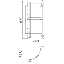 Полка стеклянная 3- ярус, угловая, хром HB1907-3