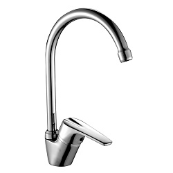 Смеситель для кухни с поворотным изливом, высота излива 21 см, длина 20 см, латунь/хром