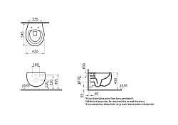 Memoria Подвесной безободковый унитаз 55 см, белый, (сиденье отдельно 106-003R009)
