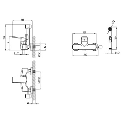 Смеситель с гигиеническим душем настенный, хром