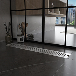 Corpa Nera Grossi/Гросси душевой трап 10х60 с сухим затвором, вертикальный выпуск, нержавеющая сталь