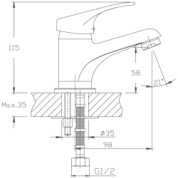 Смеситель для раковины, латунь, хром  HB1013